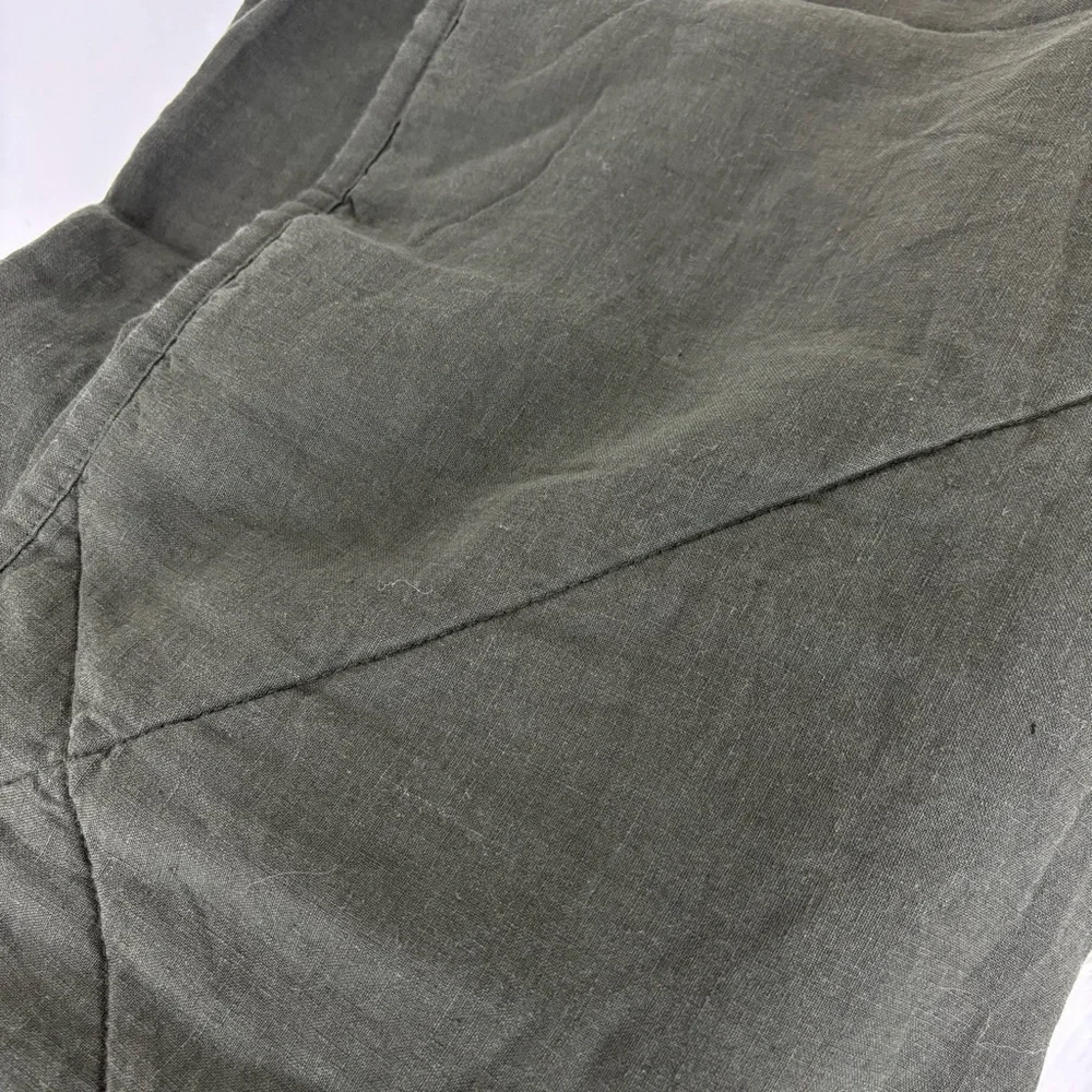 Crate & Barrel-Aire Natural European Flax Standard Pillow Shams-(2)Ficus Green